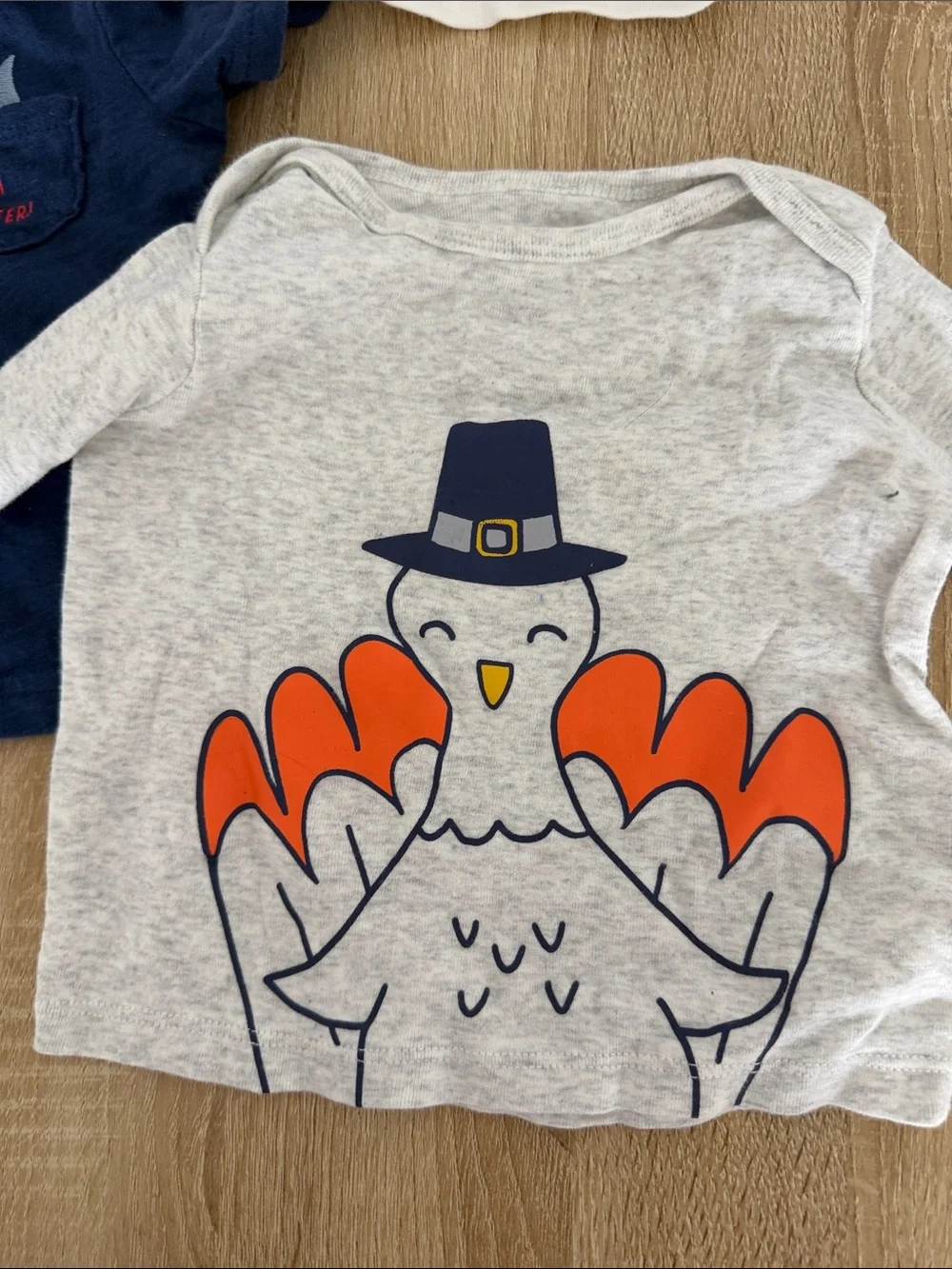 Carter's Gray Turkey Graphic Long-Sleeve Top with Orange Accents